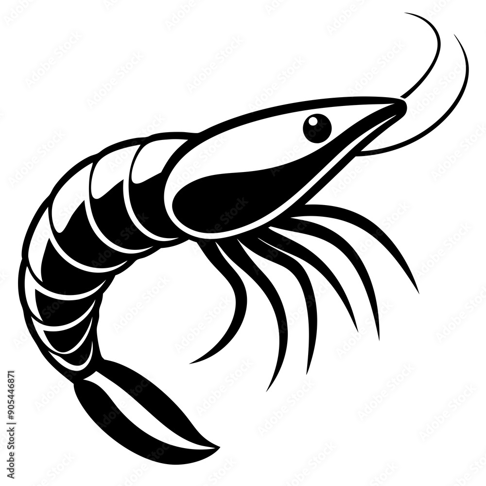Minimalistic shrimp vector silhouette