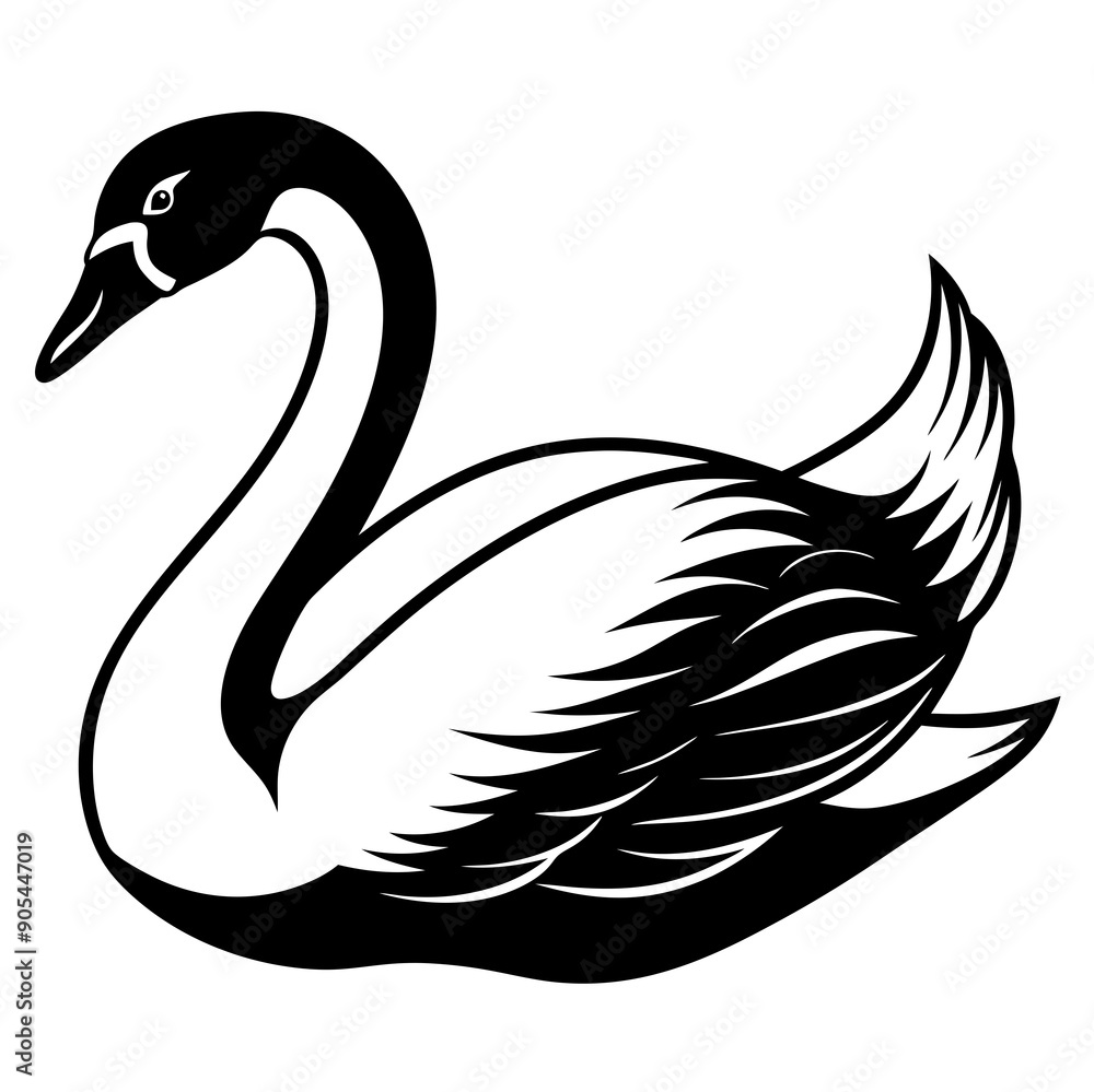 Mute swan vector silhouette Mute swan vector silhouette
