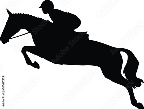 Show jumping horse and rider silhouette