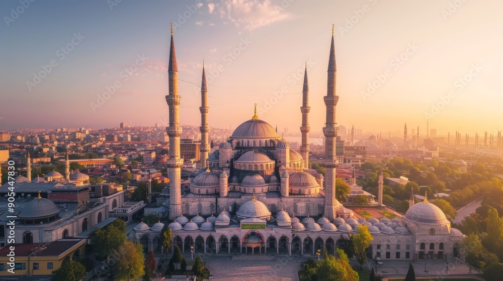 Fototapeta premium Sunrise Over the Blue Mosque in Istanbul