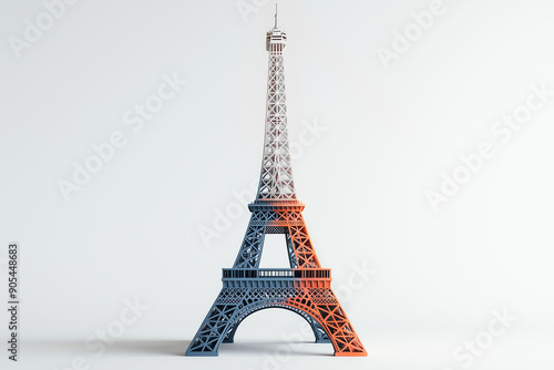 The Summer Olympic Games in Paris, France, 2024. On a white isolated background, the Eiffel Tower symbol of the city, the concept of sports events, wrestling and tournaments, endurance tests photo