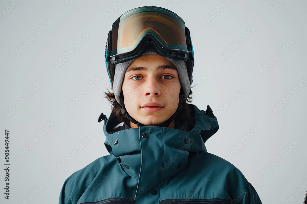 Dynamic Young Man in Stylish Sportswear Ready for Snowboarding Adventure in Winter Wonderland Dynamic Young Man in Stylish Sportswear Ready for Snowboarding Adventure in Winter Wonderland