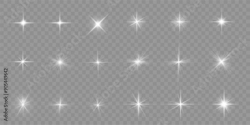 Lights flare, star flash light, white sun rays