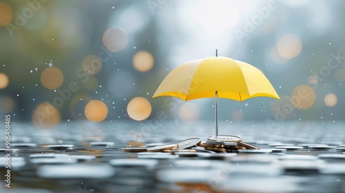 Wallpaper Mural Financial security, umbrella over money, 8K. Torontodigital.ca