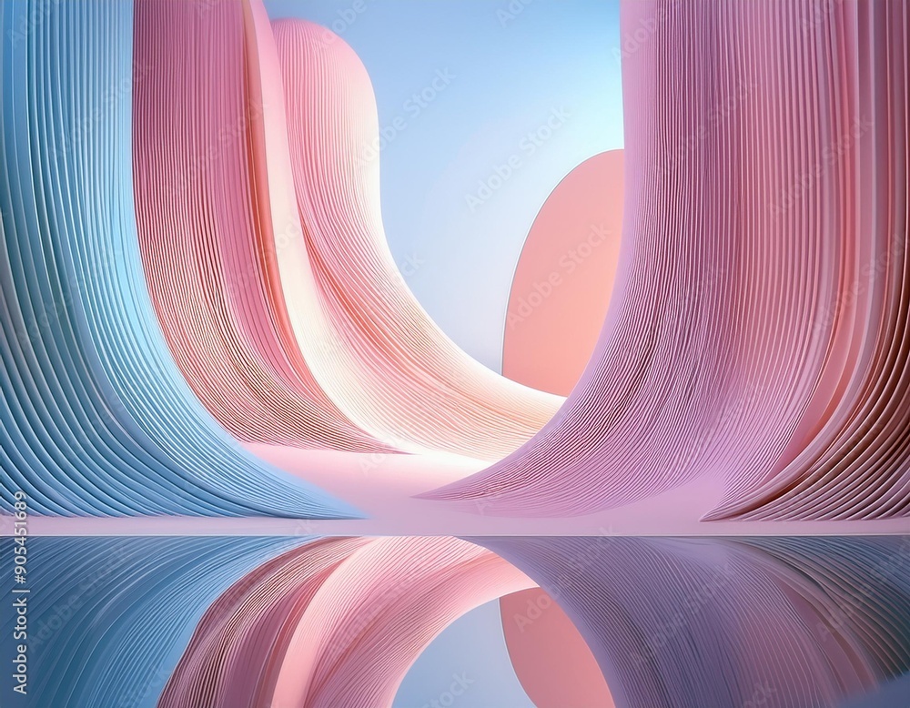 Fototapeta premium soft architecture reflection pastel future curve design