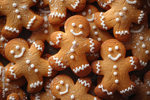 New Year or Christmas cookies with white icing in the shape of little people