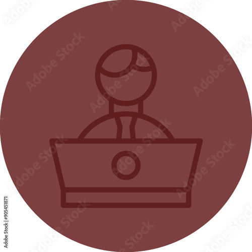 Office Worker Vector Line Maroon Circle Maroon