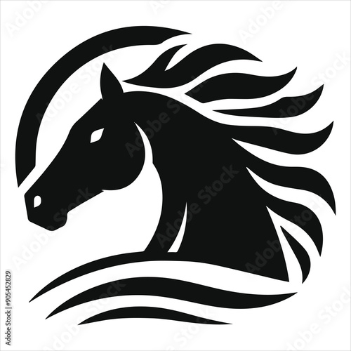 Silhouette round-head horse vector icon 