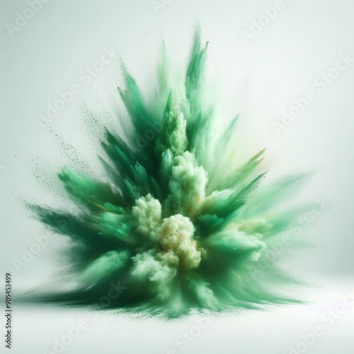 67 47 Green abstract dust explosion on a white background offeri photo