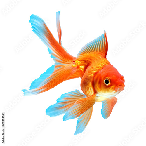 goldfish swimming isolated on transparent background photo