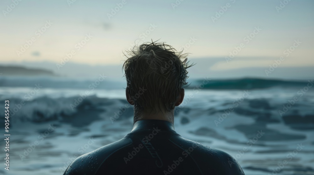 Fototapeta premium Surfer ocean background generative ai
