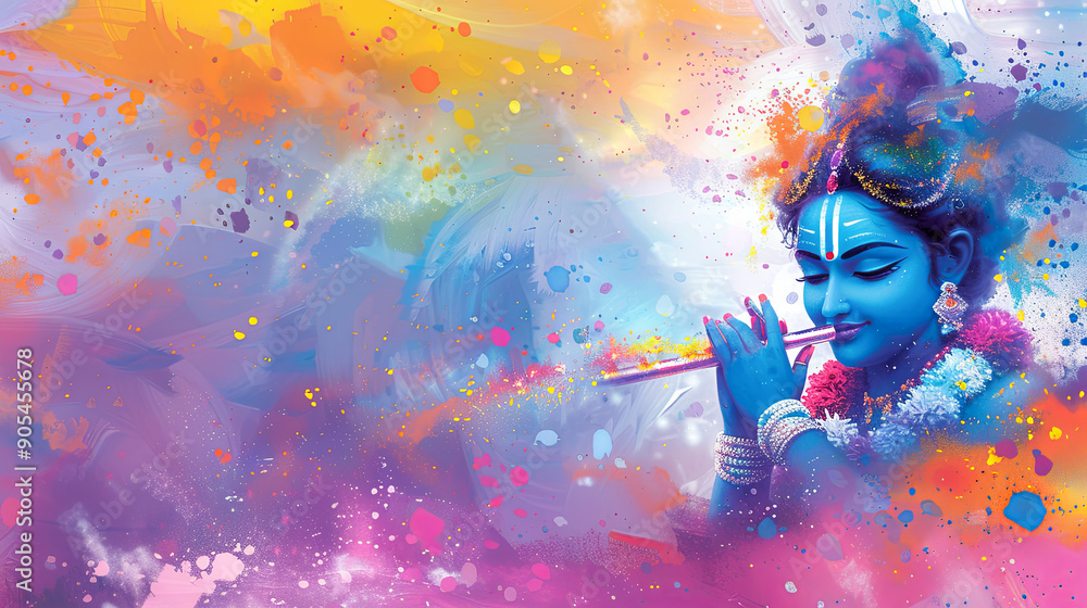 Hindu God Shree Krishna playing flute creative art colorful background hinduism religion spirituality artwork god painting illustration culture tradition festival celebration religious belief Hindu God Shree Krishna playing flute creative art colorful background hinduism religion spirituality artwork god painting illustration culture tradition festival celebration religious belief
