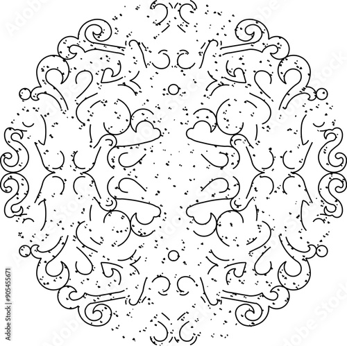 Sketch vector illustration silhouette design decoration icon logo symbol ornament mandala rosette classic vintage floral european