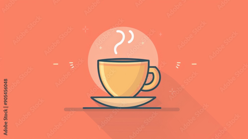 Obraz premium Hot beverage minimalist illustration. Minimalist illustration of a steaming mug, ideal for conveying warmth, relaxation, and the simple pleasure of a hot drink.
