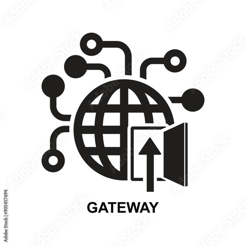 Gateway icon. A gateway is a piece of networking hardware or software used in telecommunications networks that allows data to flow from one discrete network to another isolated on white background vec