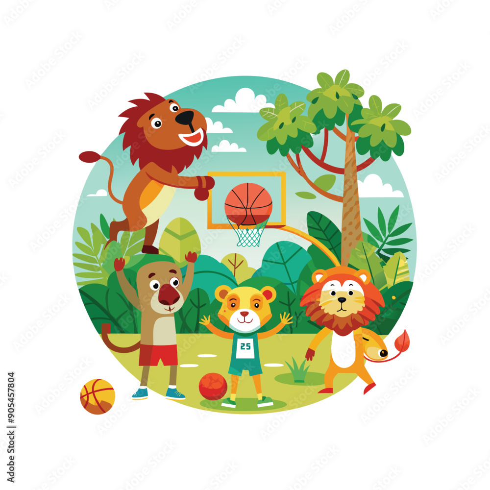 Obraz premium Cute Animal Playing Vector Illustration. Animal Nature Icon Concept