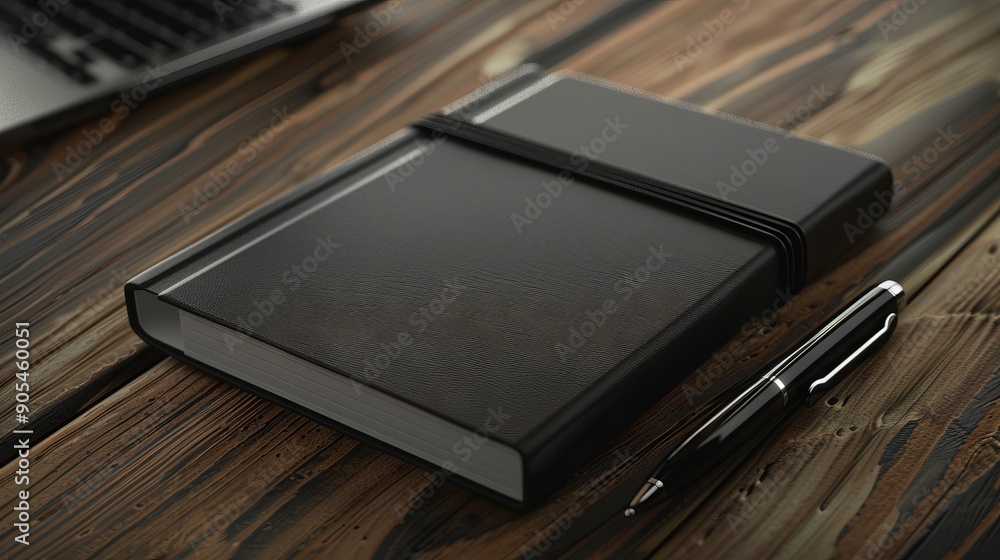 Black notepad and pen on wooden table. A sleek black notebook with a pen resting on a rustic wooden table. Perfect for backgrounds or minimalist designs related to writing, planning, or business. Black notepad and pen on wooden table. A sleek black notebook with a pen resting on a rustic wooden table. Perfect for backgrounds or minimalist designs related to writing, planning, or business.