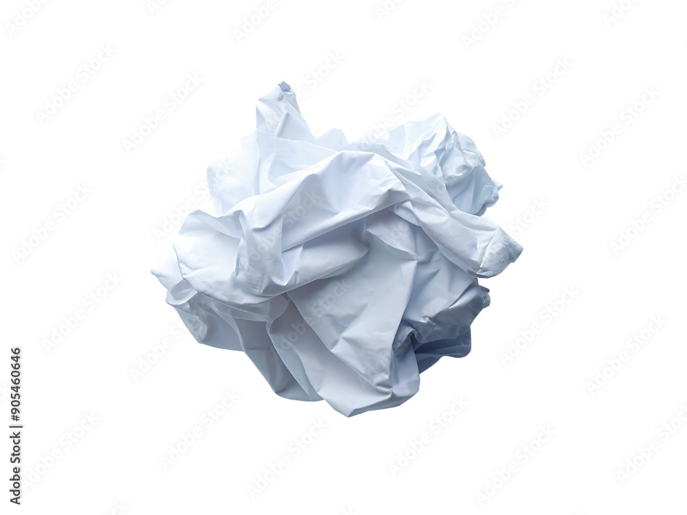 Crumpled paper white ball close-up isolated on a transparent background. Crumpled paper white ball close-up isolated on a transparent background.