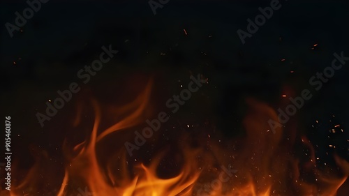 Fire flames on black background.