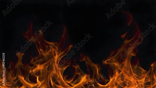 Fire flames on black background. © Khawla