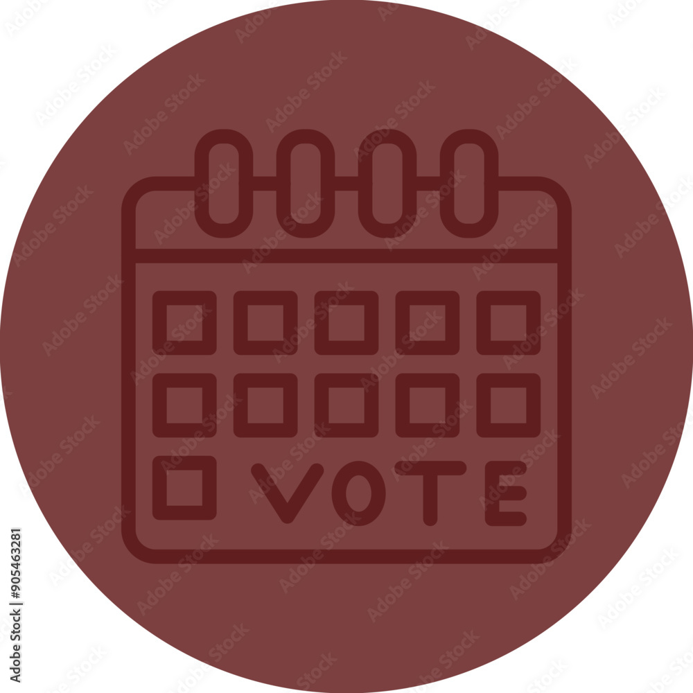 Election Day Calendar Vector Line Maroon Circle Maroon Election Day Calendar Vector Line Maroon Circle Maroon