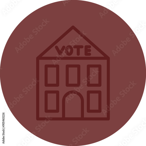 Election Polling Station Vector Line Maroon Circle Maroon