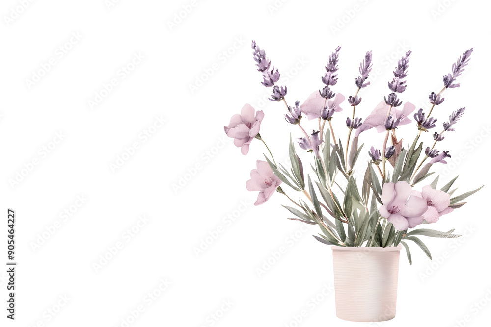 Obraz premium Watercolor lavender blossom border flowers, white background