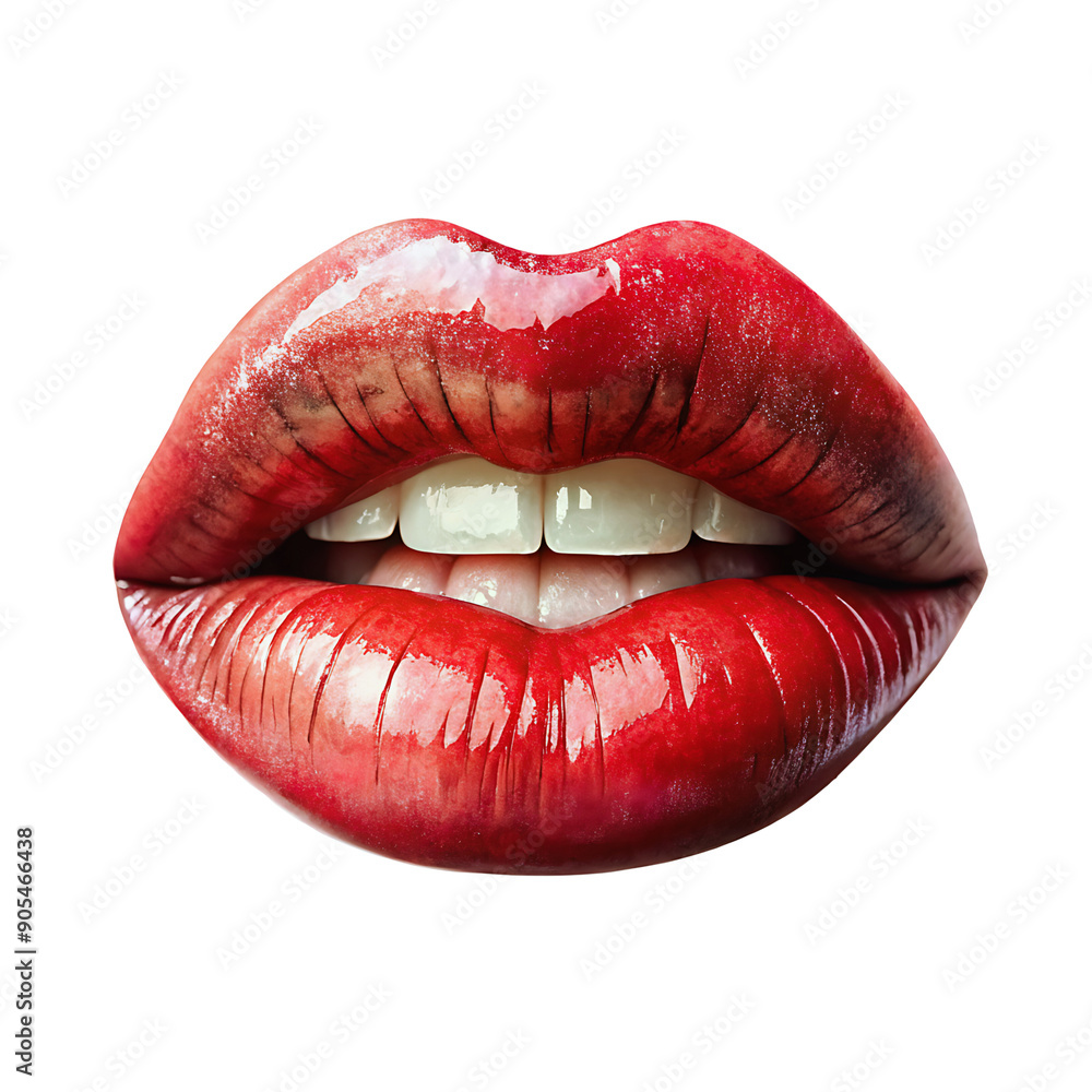 Red parted lips close-up isolated on transparent background. Red parted lips close-up isolated on transparent background.