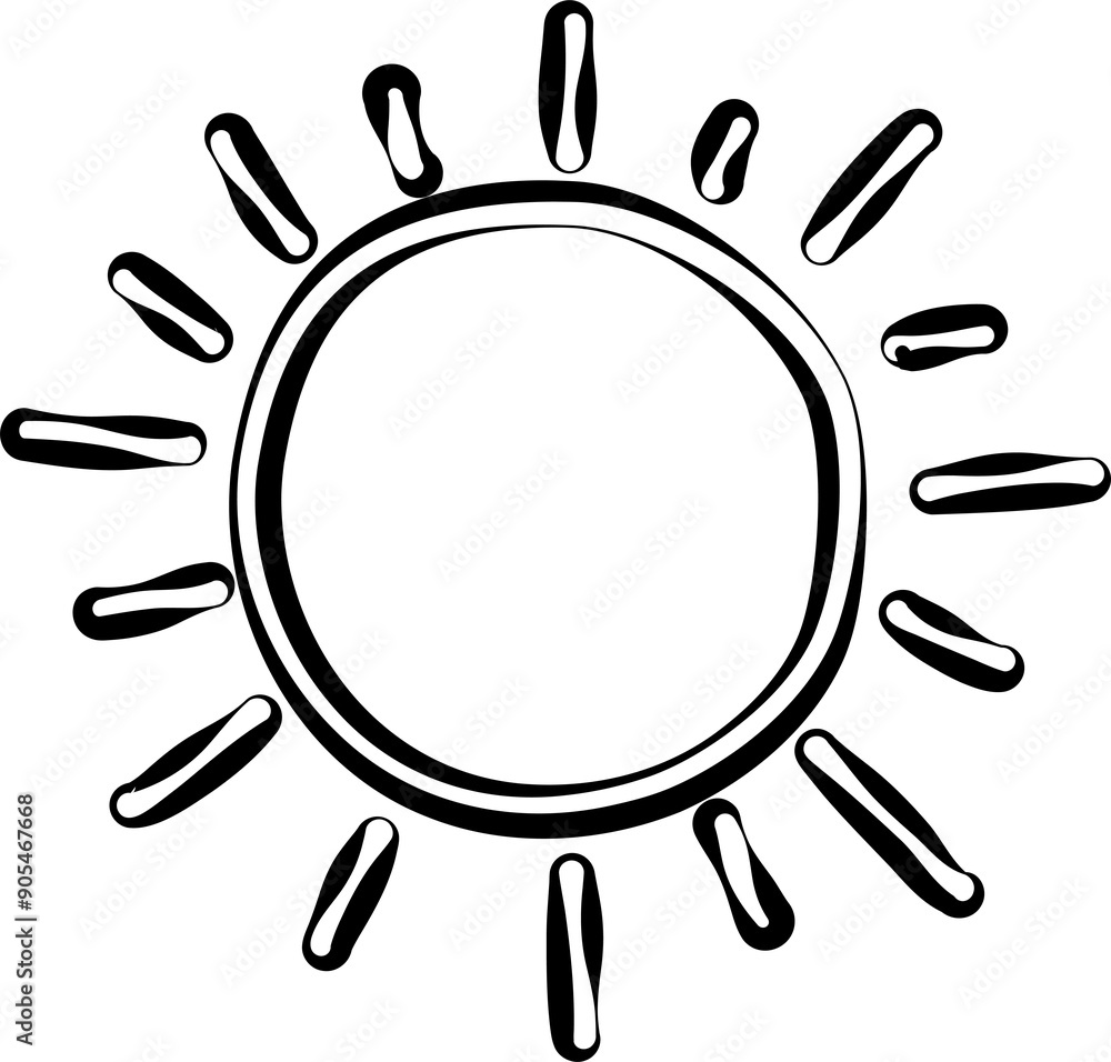 Obraz premium Hand painted sun, sunrise, sunset, sun rays