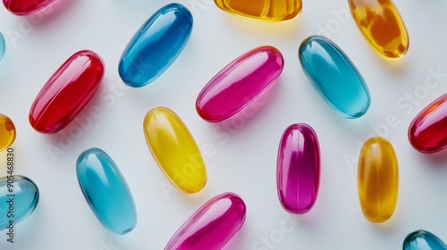 Gel capsule vitamins on the table