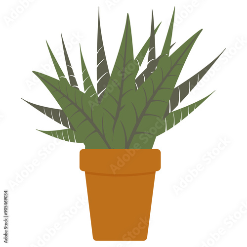 Decorative potted plant. Vector illustration. Isolated on a white background. 