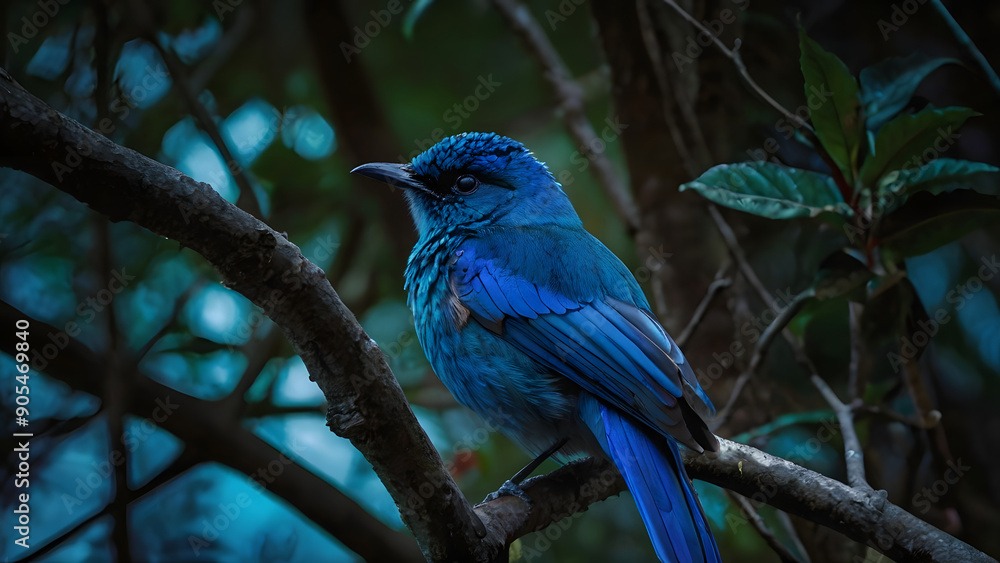 A blue bird is walking through the woods A blue bird is walking through the woods