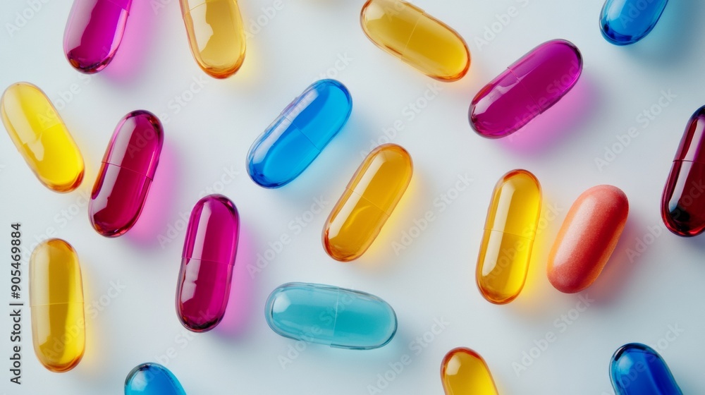 Gel capsule vitamins on the table Gel capsule vitamins on the table