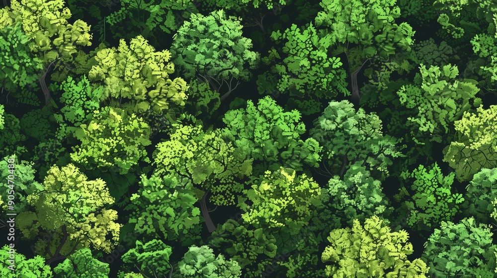 Naklejka premium Seamless pattern background of a lush forest scene