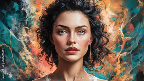 Energetic canvas representation of a lady with unique foundation