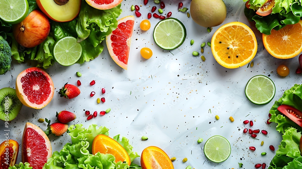 Colorful Fruit and Vegetable Arrangement Colorful Fruit and Vegetable Arrangement