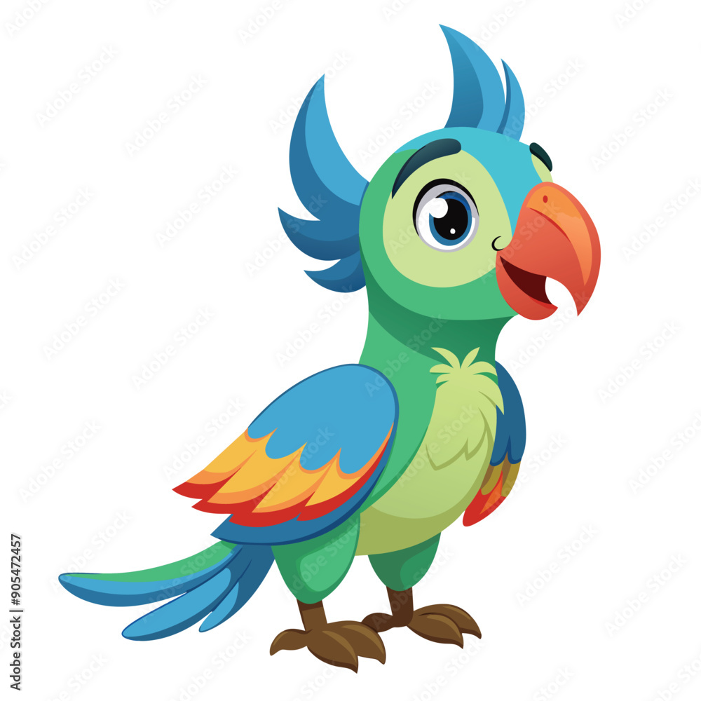 Cartoon Illustration of a Colorful Parrot Cartoon Illustration of a Colorful Parrot
