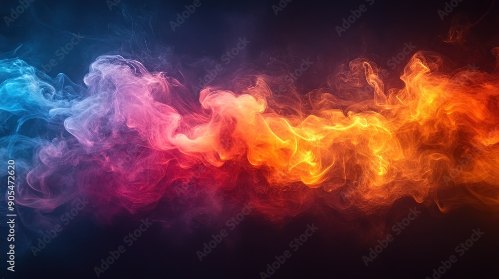 Abstract Smoke Art - Colorful Swirls in a Dark Background Abstract Smoke Art - Colorful Swirls in a Dark Background