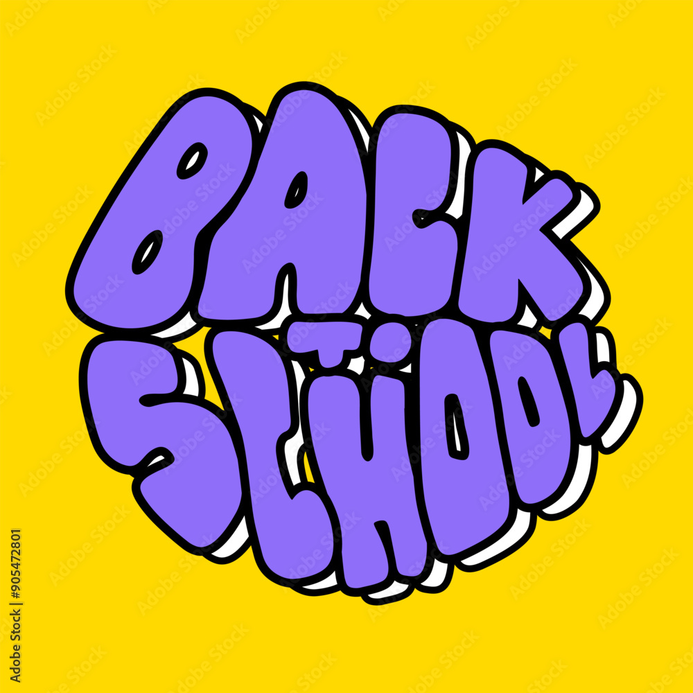 90s style lettering Back to school. Retro graffiti style calligraphy. Cool bubble typeface. Back to school trendy typography. Vector slogan for design 90s style lettering Back to school. Retro graffiti style calligraphy. Cool bubble typeface. Back to school trendy typography. Vector slogan for design