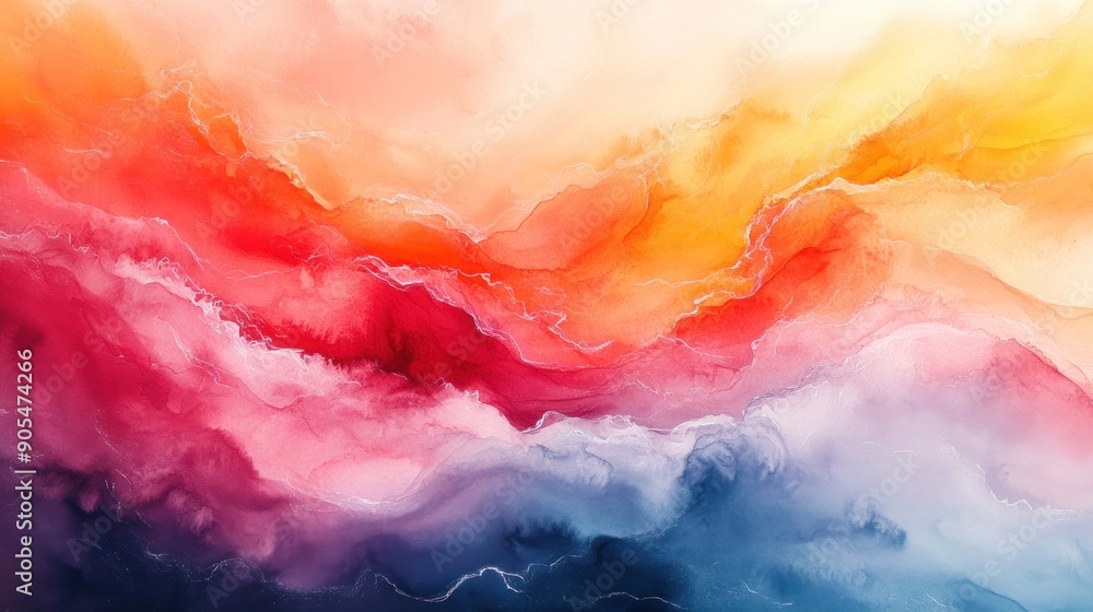 Fototapeta premium Abstract Watercolor Landscape with Vibrant Colors