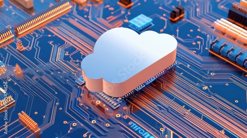 semiconductor devices linked to cloud infrastructure, high-tech equipment synergy photo