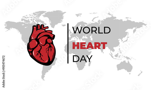 illustration vector graphic of world heart day. poster or logo for annual celebration of world heart day
