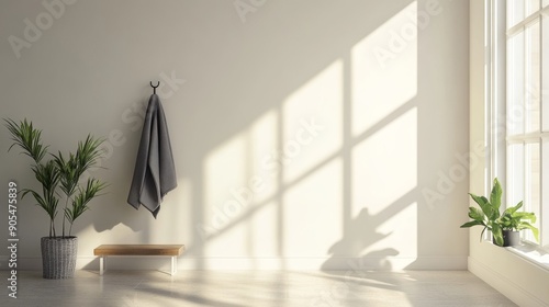 Wallpaper Mural Crystal-clear image of a minimalist entryway, single coat hook, clean lines Torontodigital.ca