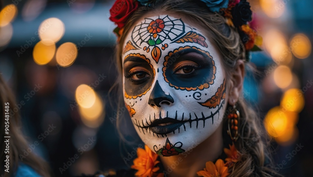 Portrait of woman with face paint on day of the dead Portrait of woman with face paint on day of the dead