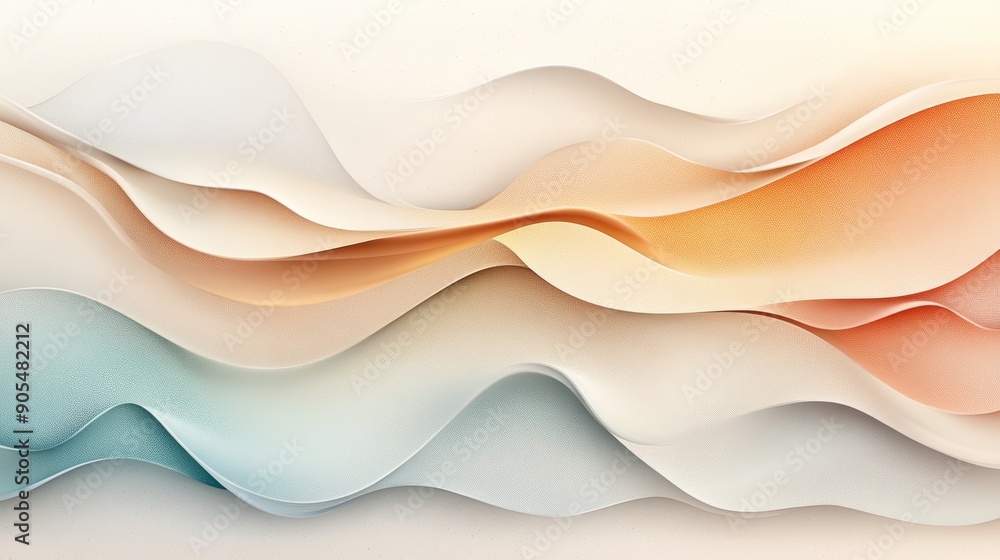 Abstract background with flowing, layered, pastel colors in a wavy pattern. Abstract background with flowing, layered, pastel colors in a wavy pattern.