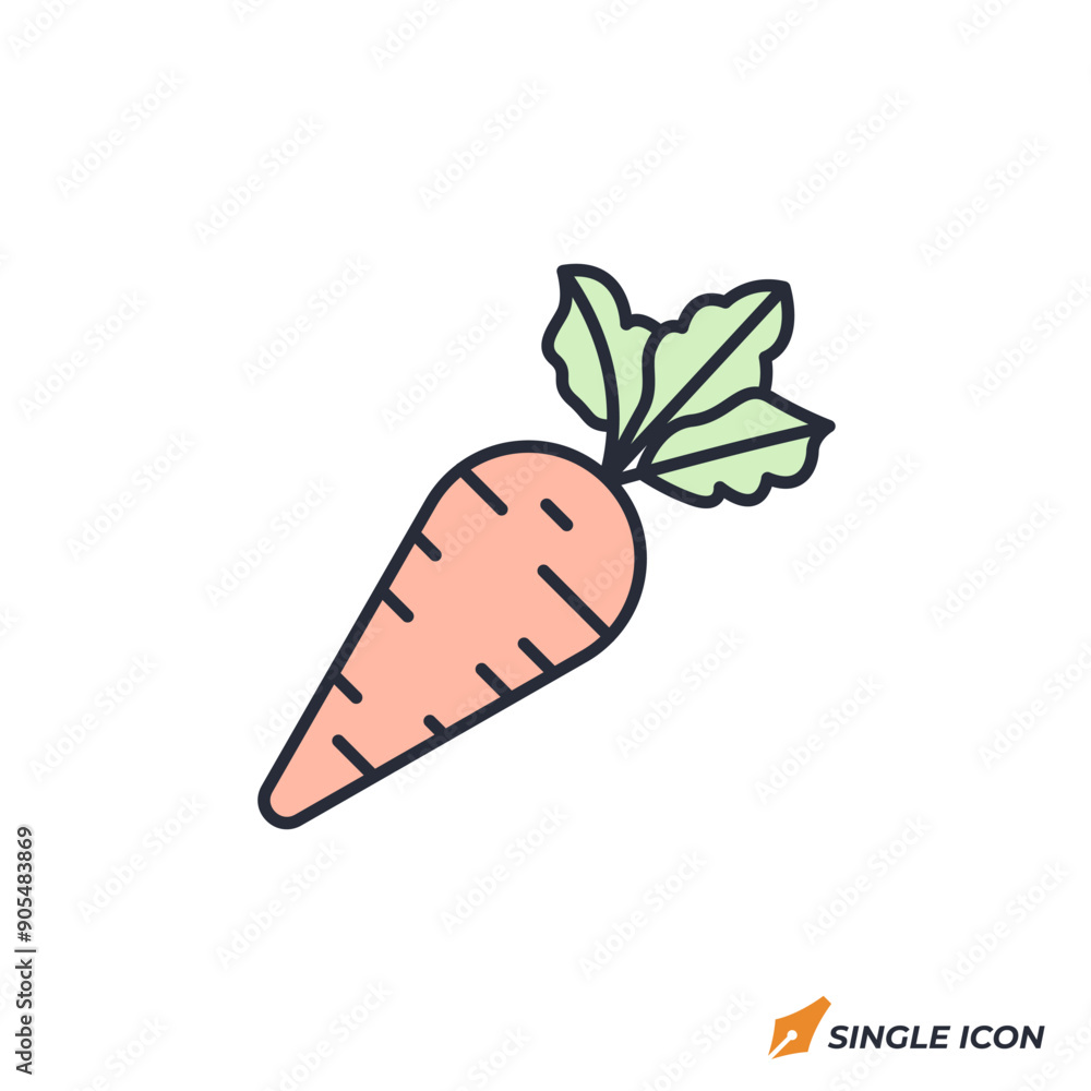 Carrot icon vector illustration. Carrot symbol isolated on white background. Carrot icon vector illustration. Carrot symbol isolated on white background.