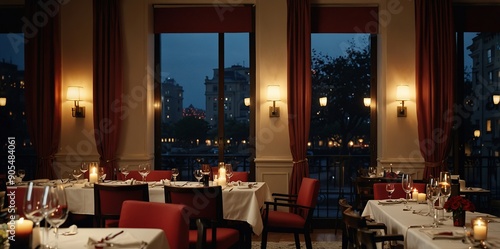 Romantic restaurant valentine day dinner wallpaper background photo