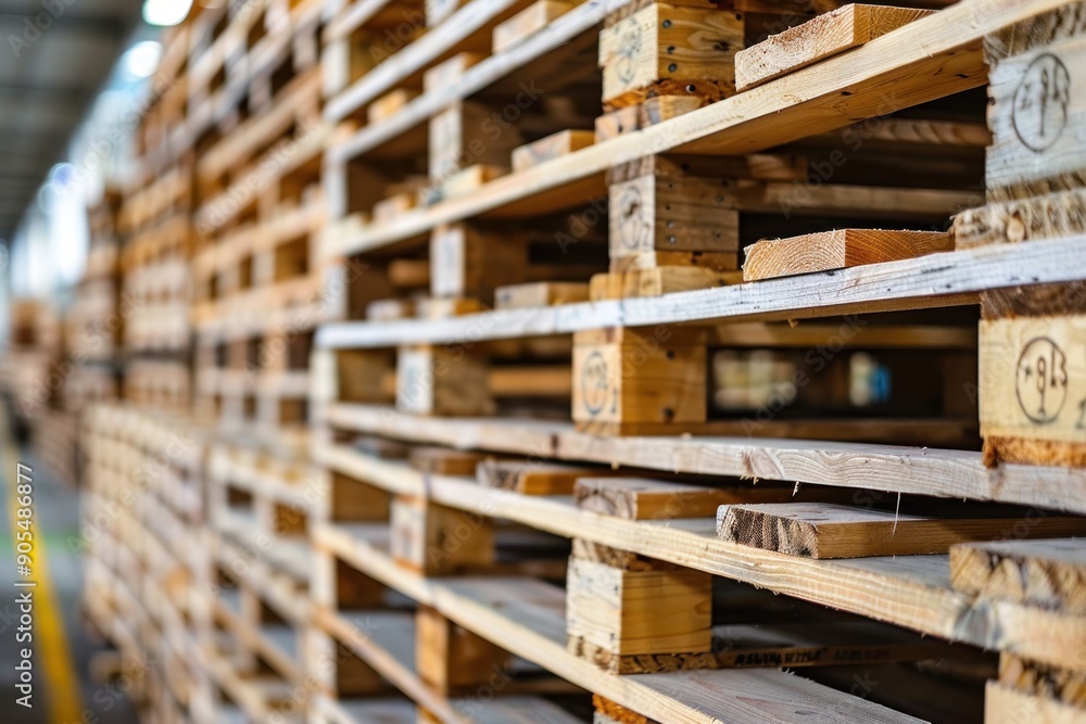 Pallets of new pressure impregnated wood in warehouse marketplace construction wood Pallets of new pressure impregnated wood in warehouse marketplace construction wood
