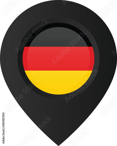 Free Download Geolocation pin with flag of Germany on it. Gray location pin marker on transparent background - GFXLoad