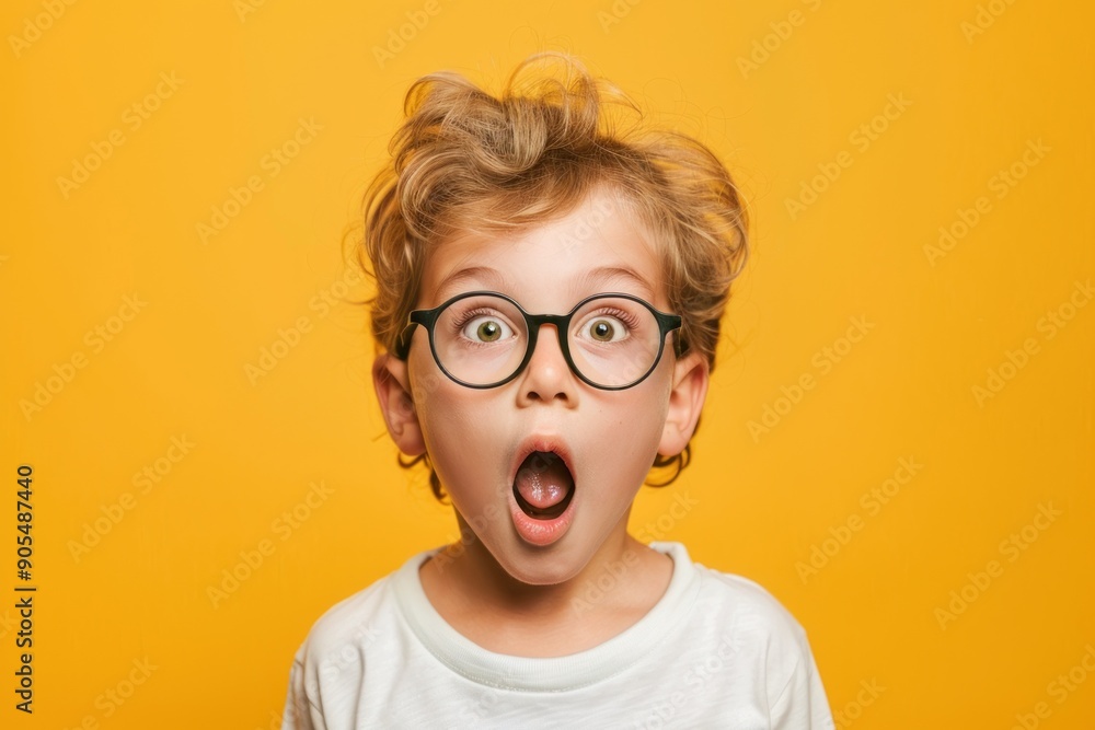 Portrait of a surprised kid, facial expression Isolated on solid color background Portrait of a surprised kid, facial expression Isolated on solid color background